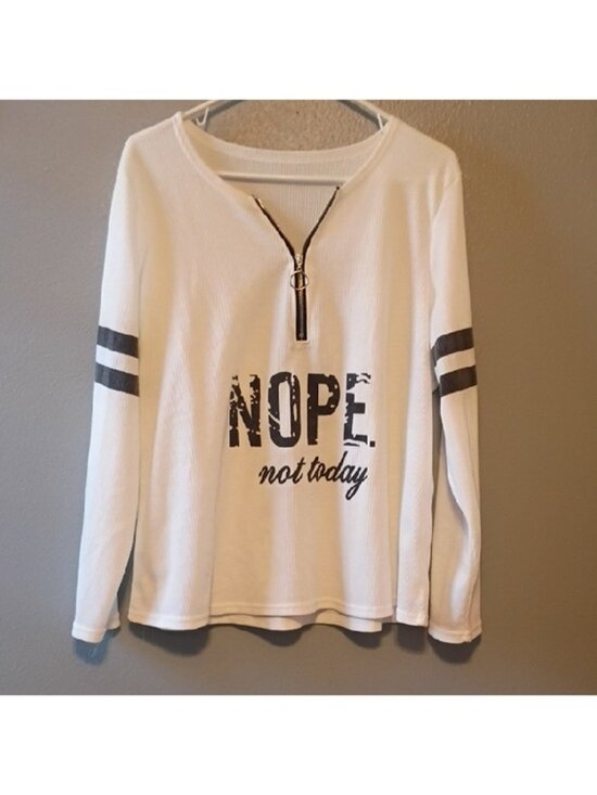 None Tops - White and Black Shirt with Zipper Detail